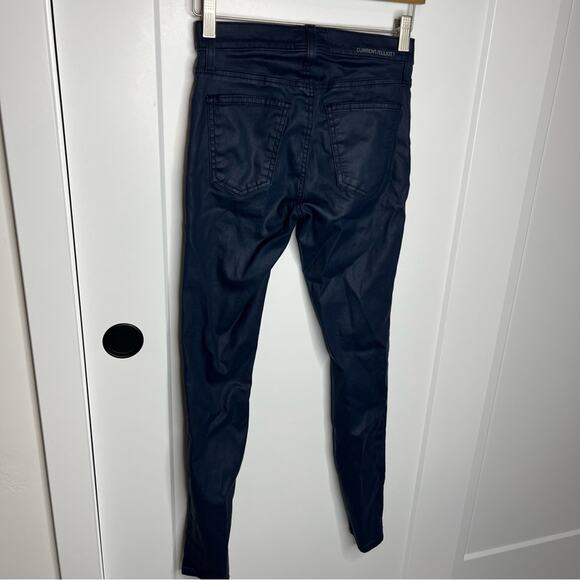 Current Elliot High Rise Skinny Ankle Pants Navy Blue Coated Size 25 - Picture 5 of 7